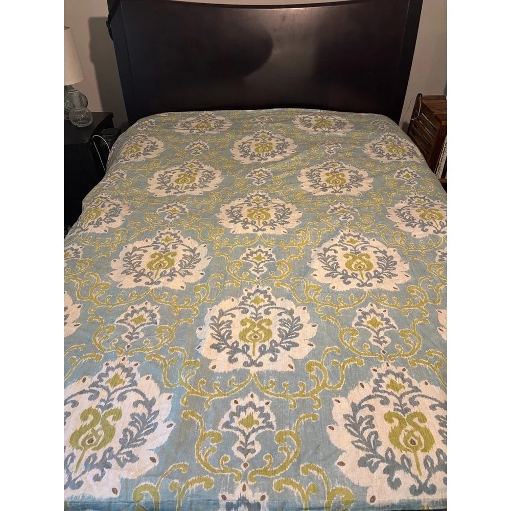 Pottery‎ Barn Joyce Ikat Duvet Cover Full Queen Cotton Linen Blend Boho